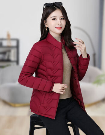 棉衣女新款棉服中老年人妈妈立领外套潮秋冬季棉袄深红色5xl建议135