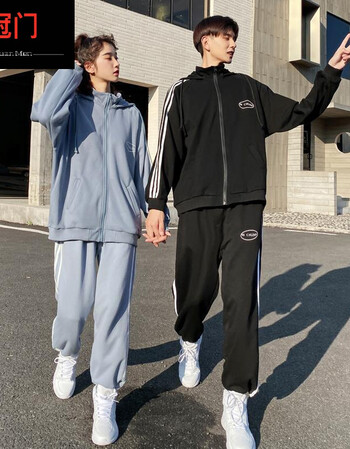 冠门青少年2021初中生高中生大学生春季新款连帽运动服男学院风宽松休闲班服文艺潮流情侣套装蓝色l 关注店铺送礼品 图片价格品牌报价 京东