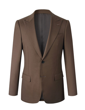 gievescharles新款英式风格咖啡色纯羊毛商务休闲西服套装男咖啡色48