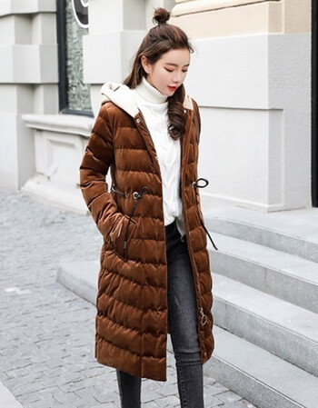 【京东优选】棉衣女2018年冬季休闲时尚潮流舒适长袖中长款棉衣/棉服