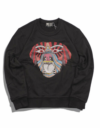 新品秋装欧美街头潮牌恶搞狗头小鹿鲨鱼印花宽松圆领套头卫衣 脸谱狗