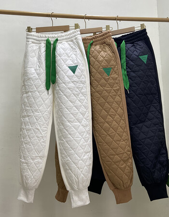 保暖束脚棉裤女欧洲站冬装时尚外穿加绒加厚高腰宽松显瘦哈伦裤白色m