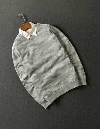 婴至唇 长袖休闲迷彩圆领套头卫衣 大码男装迷彩服2018 灰灰灰灰灰灰