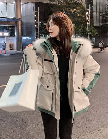 工装棉服棉衣女宽松冬季棉袄2021年新款派克服女短款小个子潮 米色 s