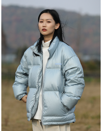 初高中生女生冬天穿的羽绒服基础加厚保暖白鸭绒立领服宽松短款外套