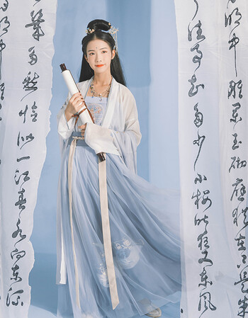 汉尚华莲画中仙正品原创汉服对襟襦裙套装女中国风学生日常春夏款