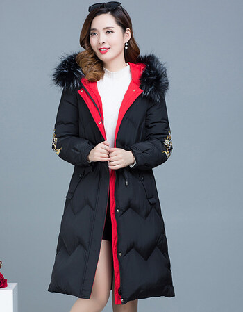 款过膝显瘦棉服超火chic旗舰店 黑色 l【图片 价格 品牌 报价】-京东