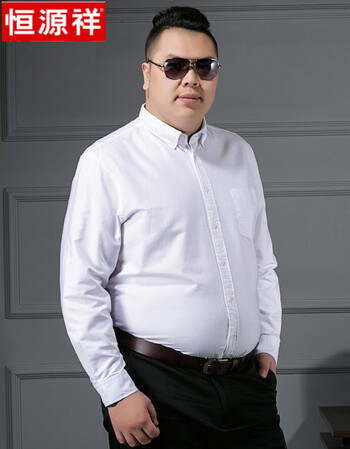 恒源祥高档品牌160300斤大码男装全棉衬衫加肥加大肥佬胖子长袖衬衣