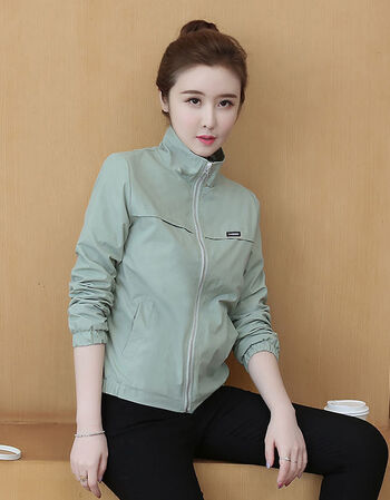 韩版短款女休闲初秋上衣洋气小外套630豆绿色常规里布l建议98109斤