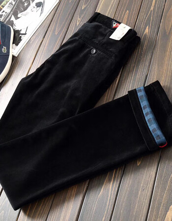 平绒裤子男士韩版冬款修身商务灯芯绒男裤秋冬季直筒加厚休闲裤男