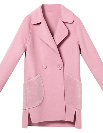 粉色双面呢大衣女中长款羊毛呢子外套2017秋冬无羊绒 粉色 xxl