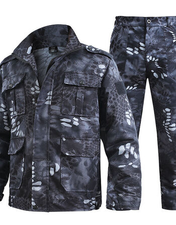 黑蟒纹迷彩服套装男劳保服焊工耐磨工作服劳保服吃鸡春秋户外 黑蟒纹