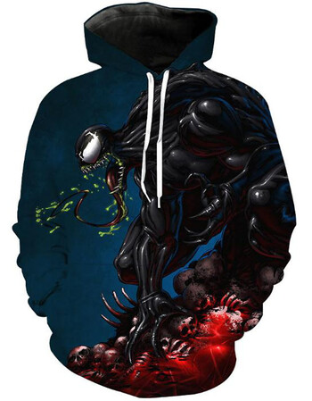 卫衣卫衣男蜘蛛侠漫威联名毒液欧美3d印花连帽青少年拉链个性流外衣