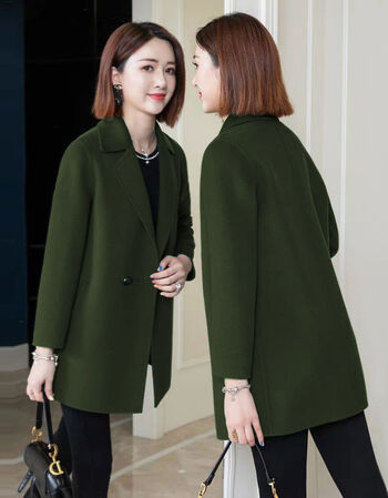 大衣外套女士中长款新款秋冬季韩版小个子反季清仓天装sn9577军绿色s