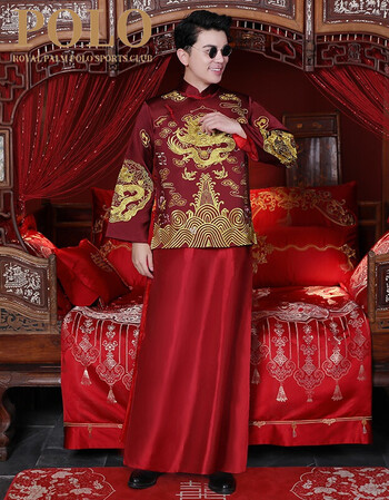 POLO高端品牌中式结婚礼服吴奇隆同款秀禾服