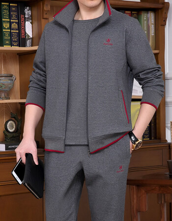 【京东好货】运动套装男春秋季新款卫衣休闲套装爸爸装三件套中老年