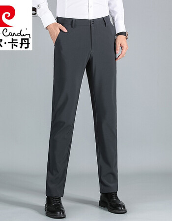 西裤男春秋商务正装直简百搭裤子修身弹力潮流小脚长裤针织1010深灰38
