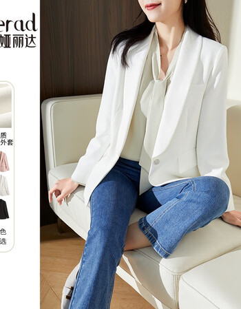 娅丽达白色小西装早春外套女2022春季新款高级感小众短款上衣西服白色