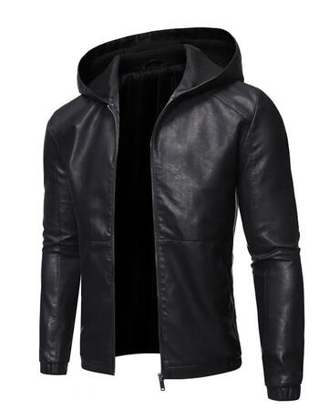 水洗皮衣男外套潮流加绒皮衣服修身秋冬大码中青年机车男士皮夹克黑色