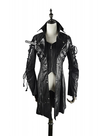 男装 风衣 其他品牌 秋冬外套lolita宽松皮质外套宫廷复古中长款立领