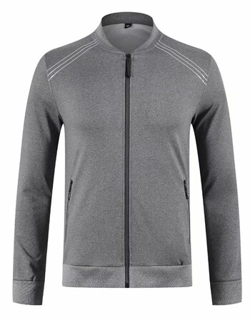 秋冬季跑步健身训练晨跑速干长袖运动服外套2107灰色上衣拉链口袋xl