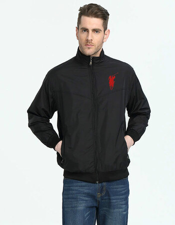 保罗贵族男装大马标男士夹克polosport春秋季初秋加厚运动服外套黑色