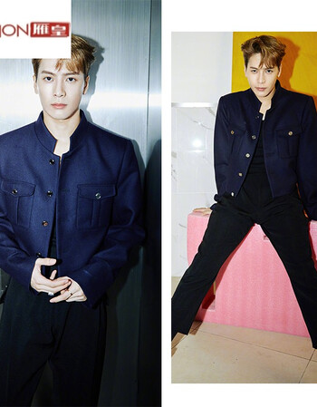 王嘉尔同款立领外套男帅气年秋冬短款夹克休闲上衣男女潮王嘉尔同款s