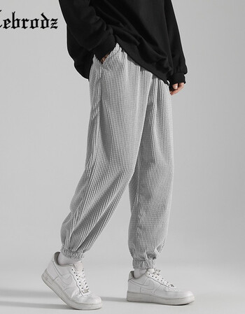 灯芯绒裤子男士休闲长裤潮流男装宽松秋冬束脚裤百搭运动卫裤浅灰色xl