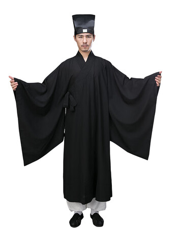 热售传统海青道士服道袍长褂居士服男女台麻大褂长衫大袖春秋冬海青