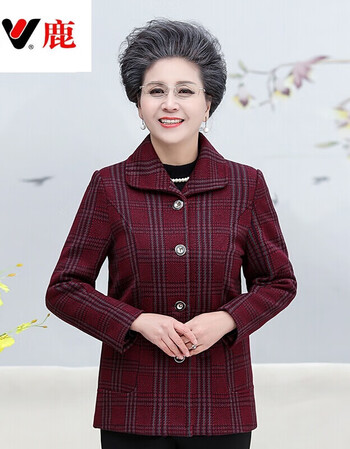雅鹿外套女女装奶奶春秋外套60岁70中老年人女妈妈秋冬加厚短款太太