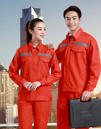 松下电器工作服长袖定制志高售后维修工装外套印字logo反光条橘黄色