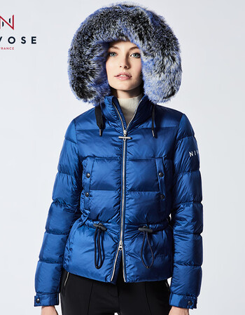 nivose尼渥丝luxurydownchatel女士短款收腰修身高级连帽羽绒服保暖深