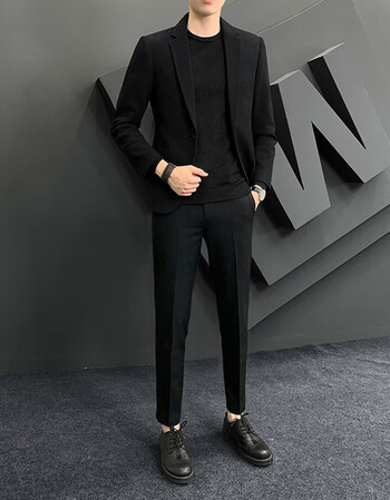 单西新郎伴郎服青年商务正装黑色西服西裤冬款4xl155170斤建议拍大一