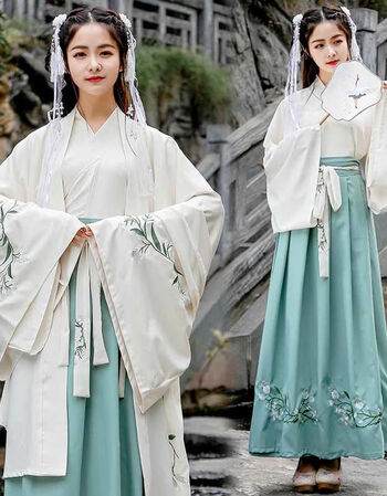 supremwe古装衣服女中国风汉服女学生古装长款改良日常装套装仙女服