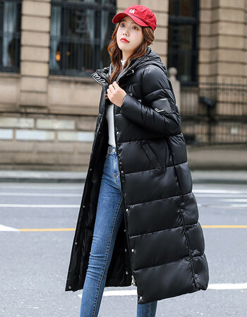 邻家女孩爱漂亮衣服2021冬季新款韩版修身棉衣女士过膝长款连帽棉服女