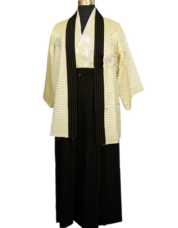 品质优选 日本式传统男士正装和服cosplay演出服 米色 l