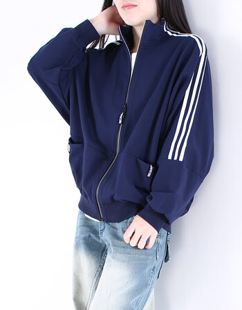 藜春季新款大码宽松上衣休闲百搭休闲棒球服开衫运动短外套女 深蓝色