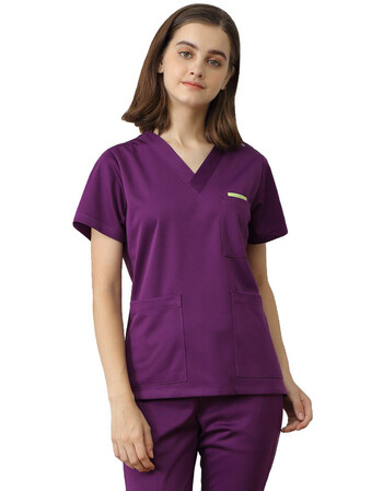 韩版手术室衣服洗手衣女短袖分体套装医生刷手服护士工作服 女紫色