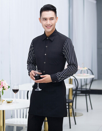 酒店工作服秋装咖啡西餐厅快餐店制服餐饮快餐店火锅店服务员长袖 男