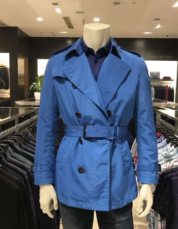 【新春特惠】男士风衣天蓝色标准版薄款双排扣休闲时尚 天蓝色 52 185