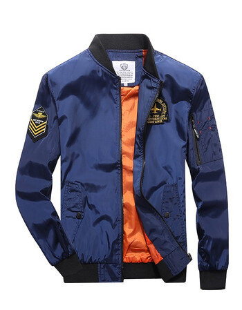 吉普盾飞行夹克男春秋季修身户外休闲棒球领外套81778 蓝色 m-170