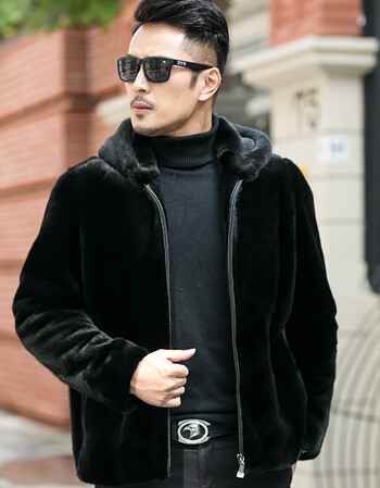 【轻奢男装】貂皮大衣男进口整貂水貂中长款青年潮款冬皮草新品佟二堡