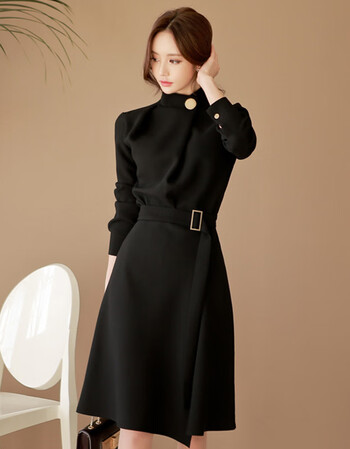 职业连衣裙女2019时尚气质名媛显瘦修身长袖正式场合风衣裙子品牌直营