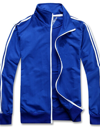 定制80年代国货复古纯棉运动服纯棉卫衣外套开衫男女童休闲套装 蓝色