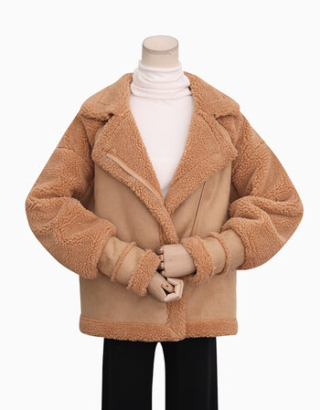 仿鹿皮绒外套棉服女冬装加厚2018新款韩版宽松棉衣棉袄棉衣服 卡其色