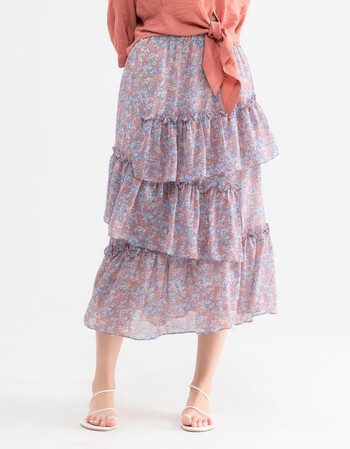 不规则荷叶边长裙女 396760 浅底粉花 m 165/68a