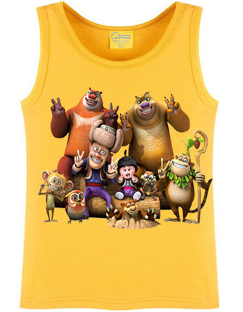 熊出没光头强熊大熊二装衣服男女孩无袖背心夏天纯棉衣服舒适宽松的sn