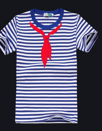 做工作服班服海魂衫短袖宽松圆领红条黑条绿条海衫文化 大号红领巾 xs