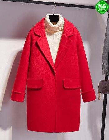 红色毛呢外套女结婚新娘2018秋冬新款chic呢子大衣森女加厚夹棉 红色