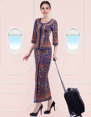 2019新款新加坡航空姐制服套女裙民族泰国风情工作服酒店茶楼迎宾服
